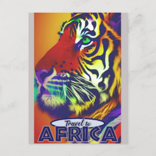 Travel Africa Retro Colorful Tiger Postcard