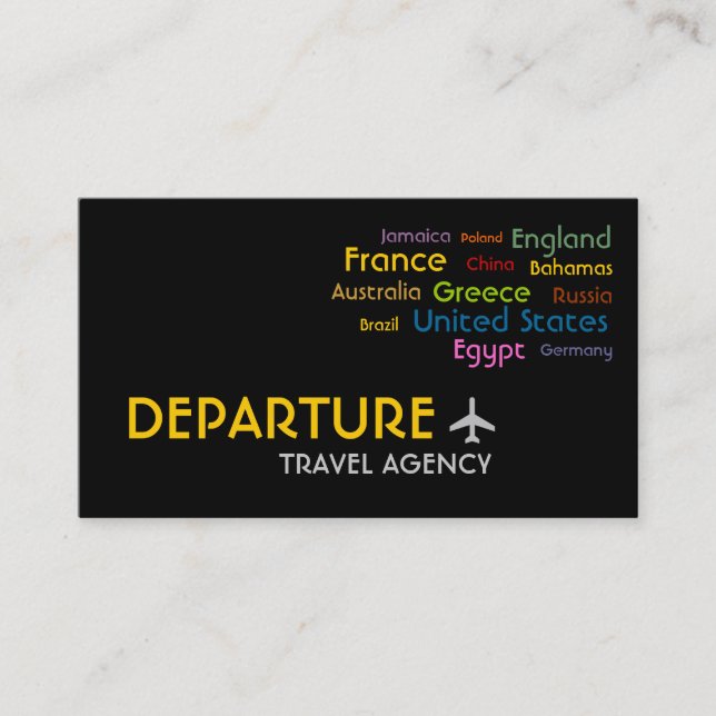 Travel Agency, Agent, Vacation Business Card (Front)