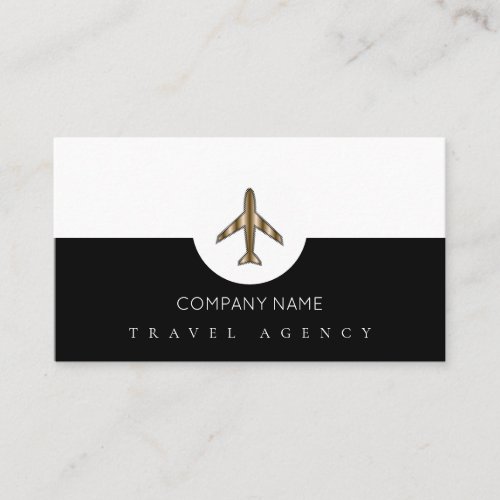 Travel AgencyAirplane Black and white Business Card