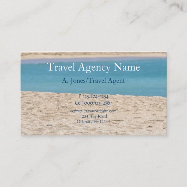 Travel Agency, Beach and Sand Business Card (Front)
