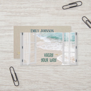 Travel Agency Beach Window With Surf Scene Business Card