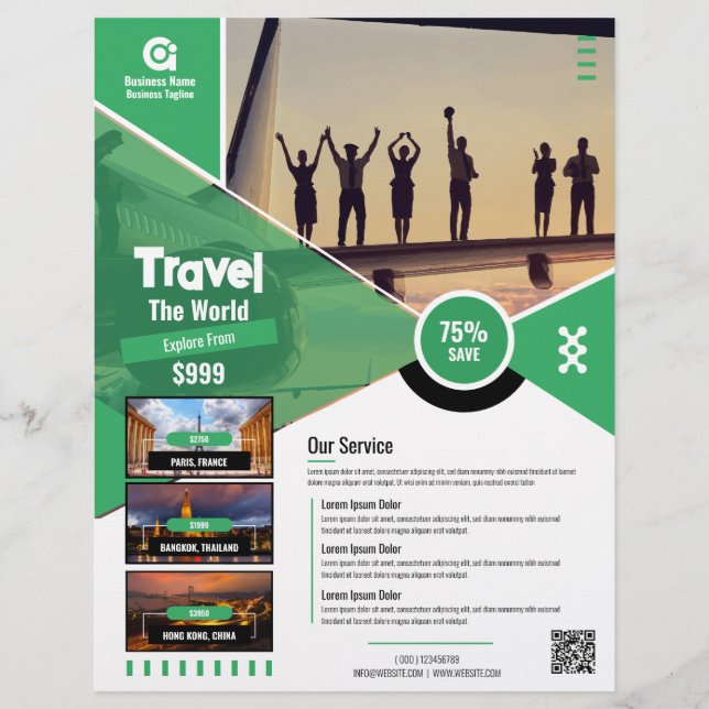 Travel Agency Flyer Green Template (Front)