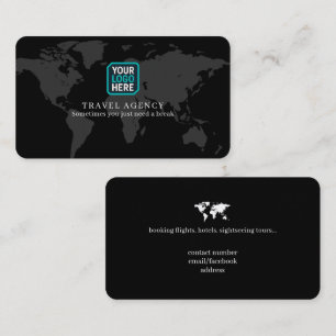Travel Agency Logo World Map Business Card