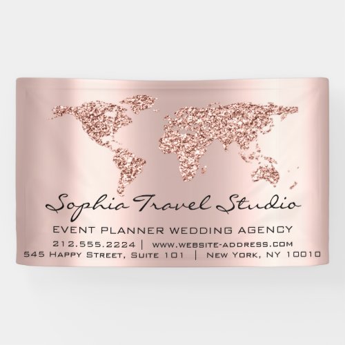 travel Agency World Map Rose Pink Earth Event Banner
