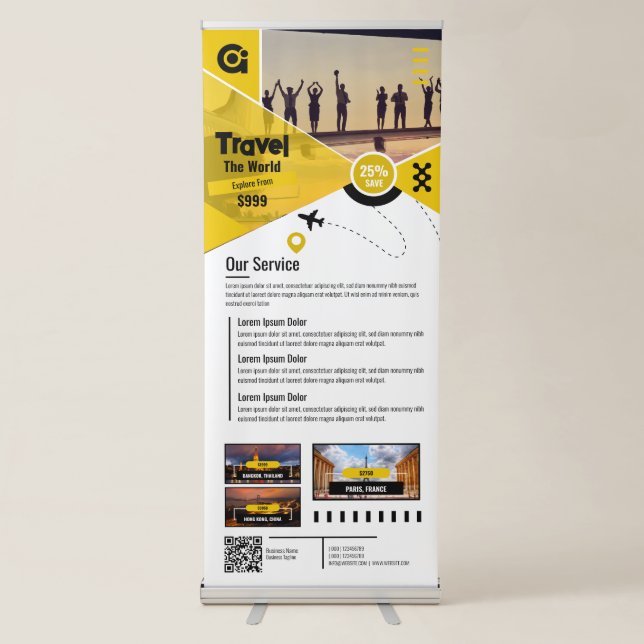 Travel Agency - Yellow Retractable Banner (Front)