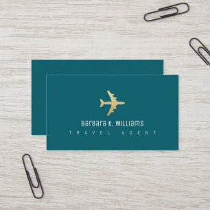 Travel Agent Airplane dark-teal Business Card