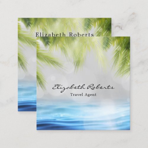 Travel Agent Beach Tropical Scene Square Business Card