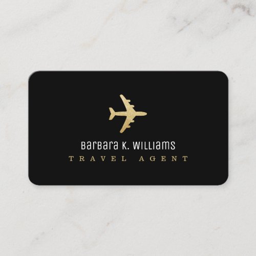 Travel Agent Black Business Card with an Airplane