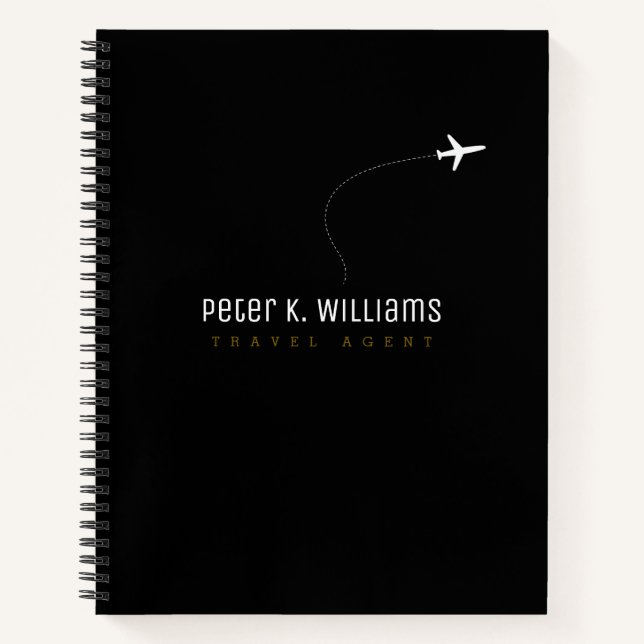 Travel Agent black notebook with a plane (Front)