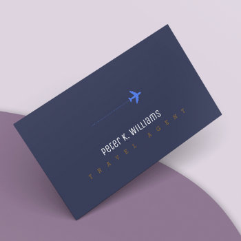Travel Agent Blue Business Card With An Airplane by mixedworld at Zazzle