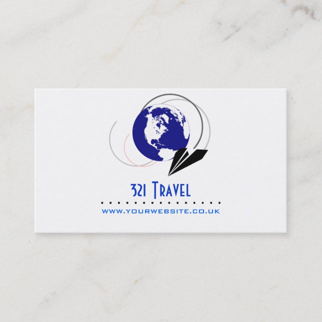 Travel Agent Business Card (Blue Globe Version) (Front)