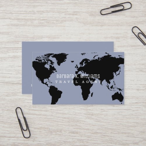 Travel Agent Business Cards with World Map