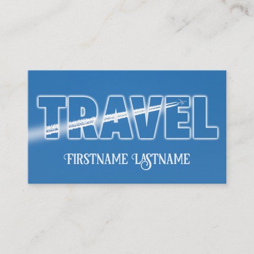 Travel agent clear blue sky flying airplane business card
