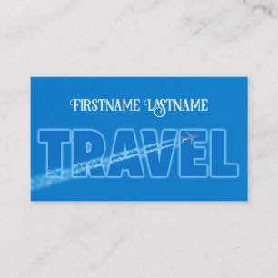 Travel agent clear blue sky flying airplane business card