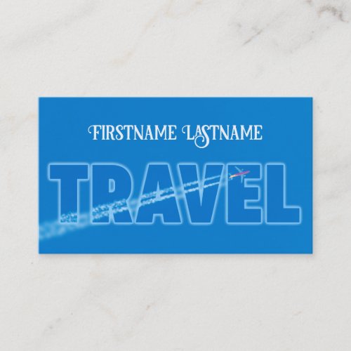 Travel agent clear blue sky flying airplane business card