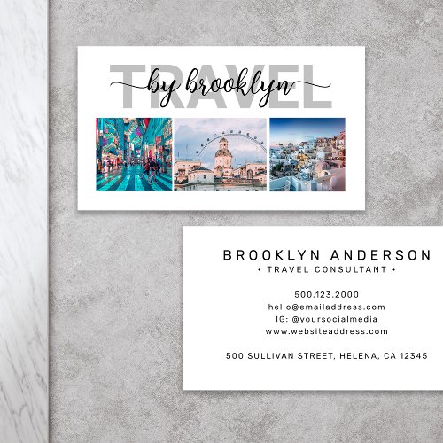 Travel Agent Consultant Photo Collage Business Card