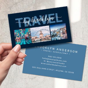 Travel Agent Consultant Photo Collage Business Card