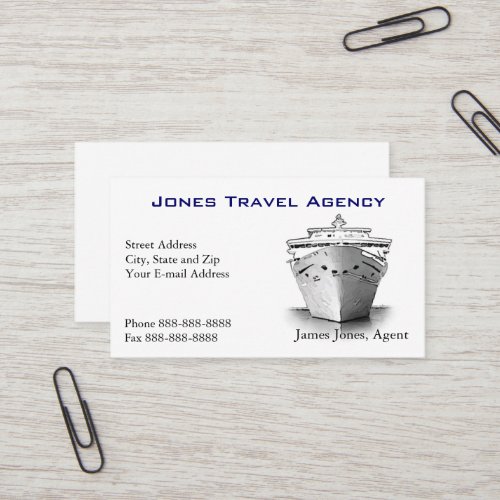 Travel Agent Cruise Ship Agency Business Card