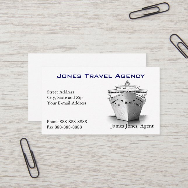 Travel Agent Cruise Ship Agency Business Card (Front/Back In Situ)