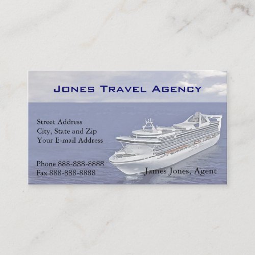 Travel Agent Cruise Ship Agency Business Card