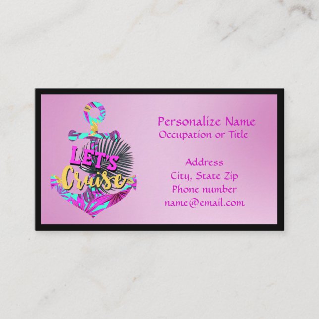 Travel Agent Cruises Nautical Boat Anchor Lavender Business Card (Front)