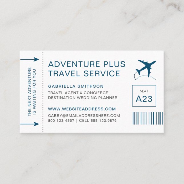 Travel Agent Destination Planner Boarding Pass Business Card (Front)