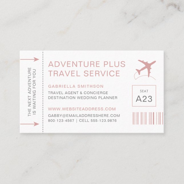 Travel Agent Destination Planner Ticket Style (Front)