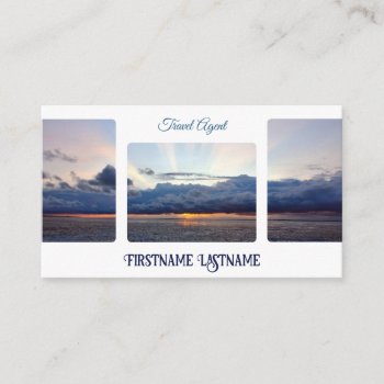 Travel Agent Dramatic Sky Ocean Beach Sunset Business Card by sunakri at Zazzle