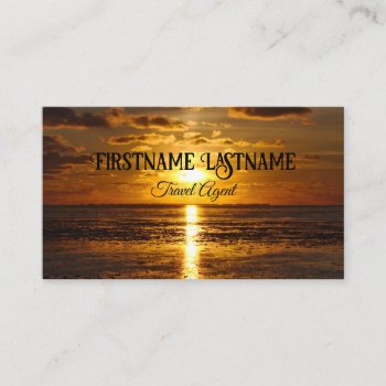 Travel Agent Dramatic Sky Ocean Beach Sunset Business Card by sunakri at Zazzle