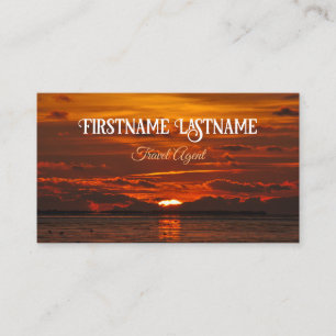 Travel agent dramatic sky ocean beach sunset business card