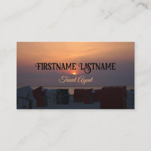 Travel agent dramatic sky ocean beach sunset business card
