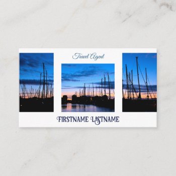Travel Agent Dramatic Sky Ocean Marina Sunset Business Card by sunakri at Zazzle