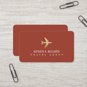 Travel Agent faux gold airplane terracotta Business Card
