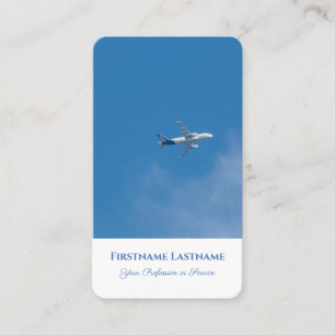 Travel agent flight airplane in blue sky flying business card