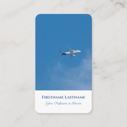 Travel agent flight airplane in blue sky flying business card