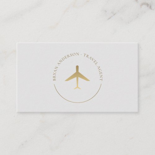 Travel Agent Gold Airplane Logo Business Card