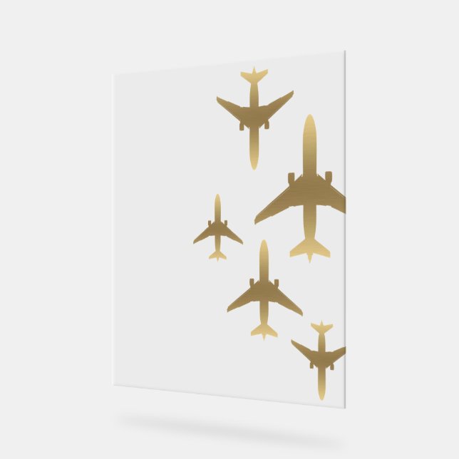 Travel Agent Gold Airplanes  Acrylic Sign (Angle)