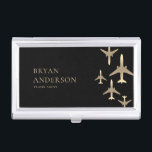 Travel Agent Gold Airplanes Business Card Case<br><div class="desc">Travel Agent Business Card Case with gold airplane images. Perfect for travel agents or aviation industry.</div>
