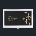 Travel Agent Gold Airplanes Business Card Case<br><div class="desc">Travel Agent Business Card Case with gold airplane images. Perfect for travel agents or aviation industry.</div>