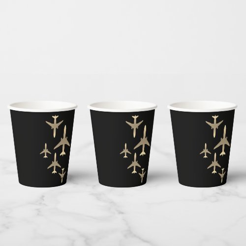 Travel Agent Gold Airplanes Paper Cups