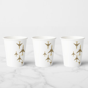 Travel Agent Gold Airplanes Paper Cups