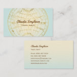 Travel Agent Golden Map Teal Ombre Blogger Business Card