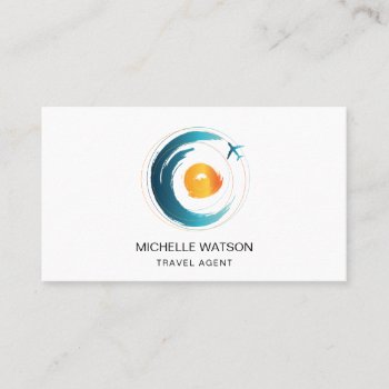 Travel Agent Map Beach Sun Ocean Airplane Vacation Business Card by smmdsgn at Zazzle