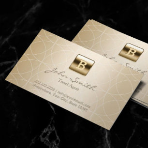 Travel Agent Modern Gold Monogram  Business Card