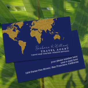 Travel Agent Modern navy-blue Business Card 