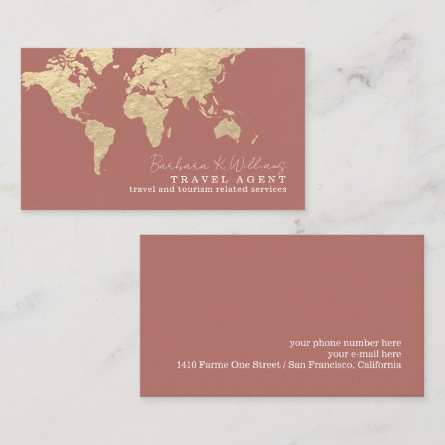 Travel Agent Modern old-rose Business Card (Front/Back)