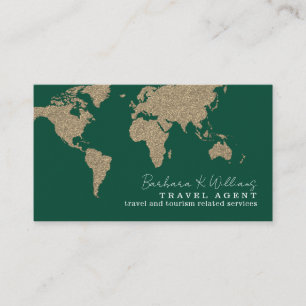 Travel Agent Oversized Map Green Business Card