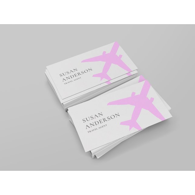 Travel Agent Pink Airplane Business Card (Creator Uploaded)