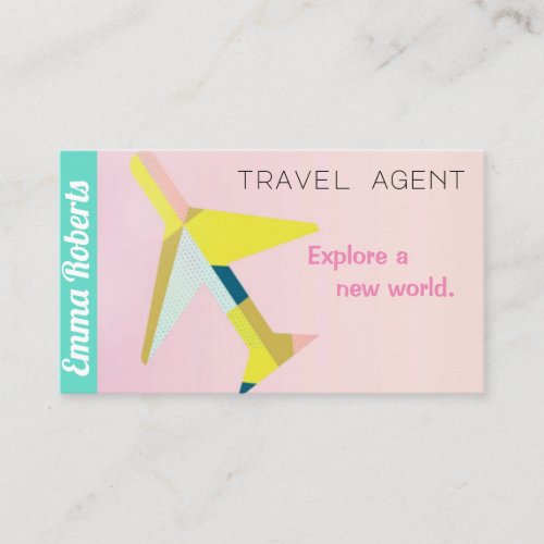 Travel Agent Plane Pink Business Card