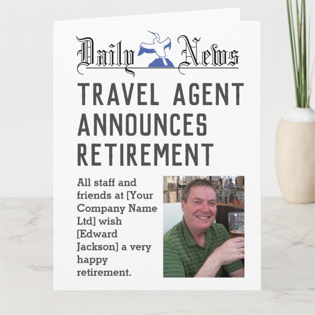 Travel Agent Retirement Card to Personalise (Front)